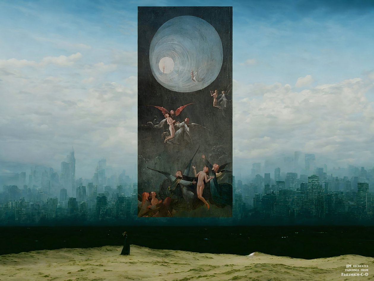 JJM recrean Friedrich-C-D: El Monje frente a la Ciudad Visión 1 de Josef Johann Michel