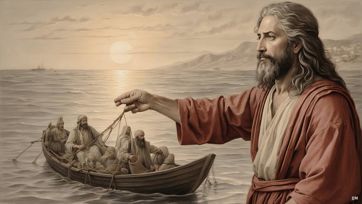 Jesús_la red se llenó de 153 peces grandes_01_E de Josef Johann Michel