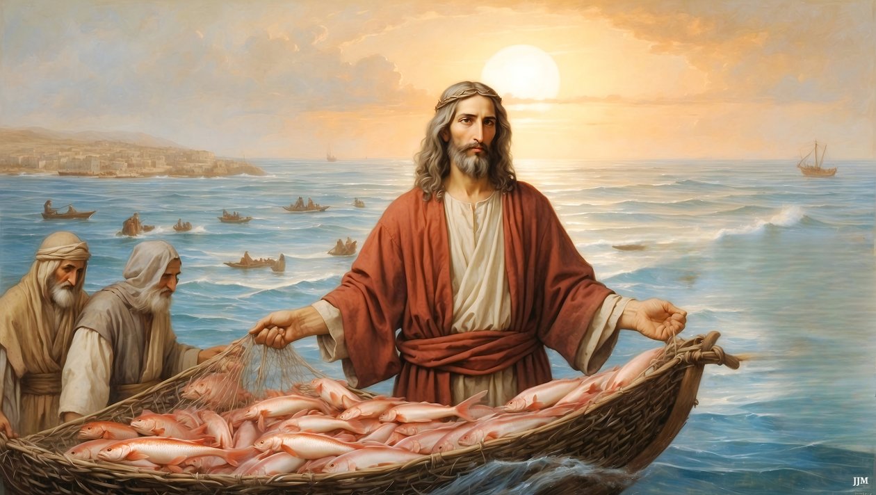 Jesús_la red se llenó de 153 peces grandes_02_E de Josef Johann Michel