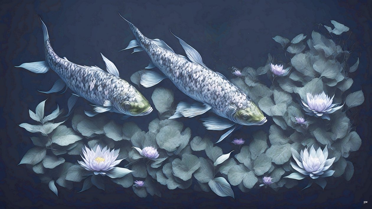 pintura a tinta: Koi-Karpfish_amethyst_01 de Josef Johann Michel