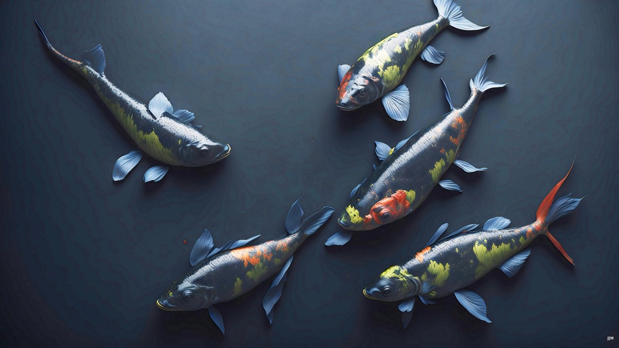 pintura a tinta: Koi-Karpfish_rainbow_02 de Josef Johann Michel