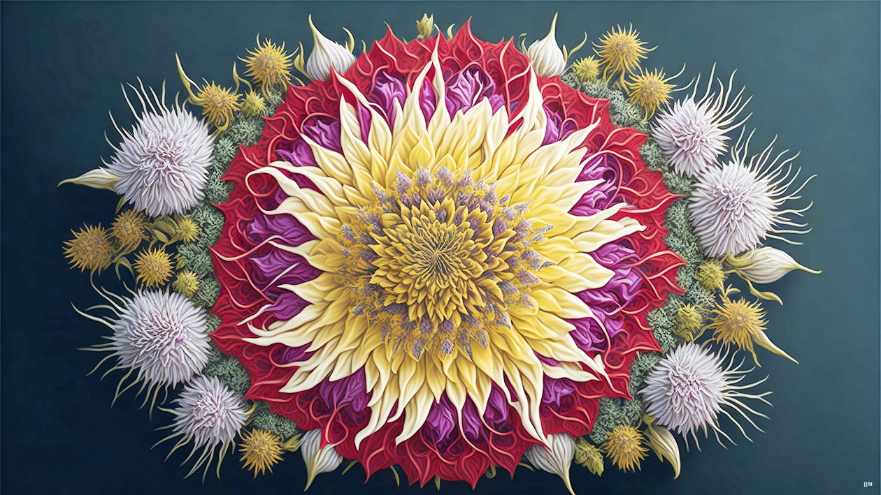 mandala: Cardo con elementos en flor_01 de Josef Johann Michel