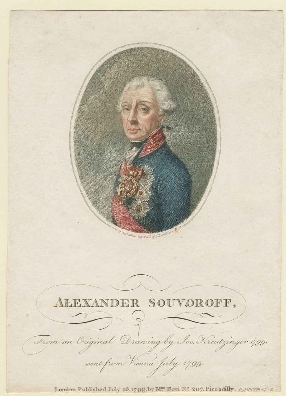 Retrato del Mariscal de Campo Príncipe Alexander Suvorov de Josef Kreuzinger