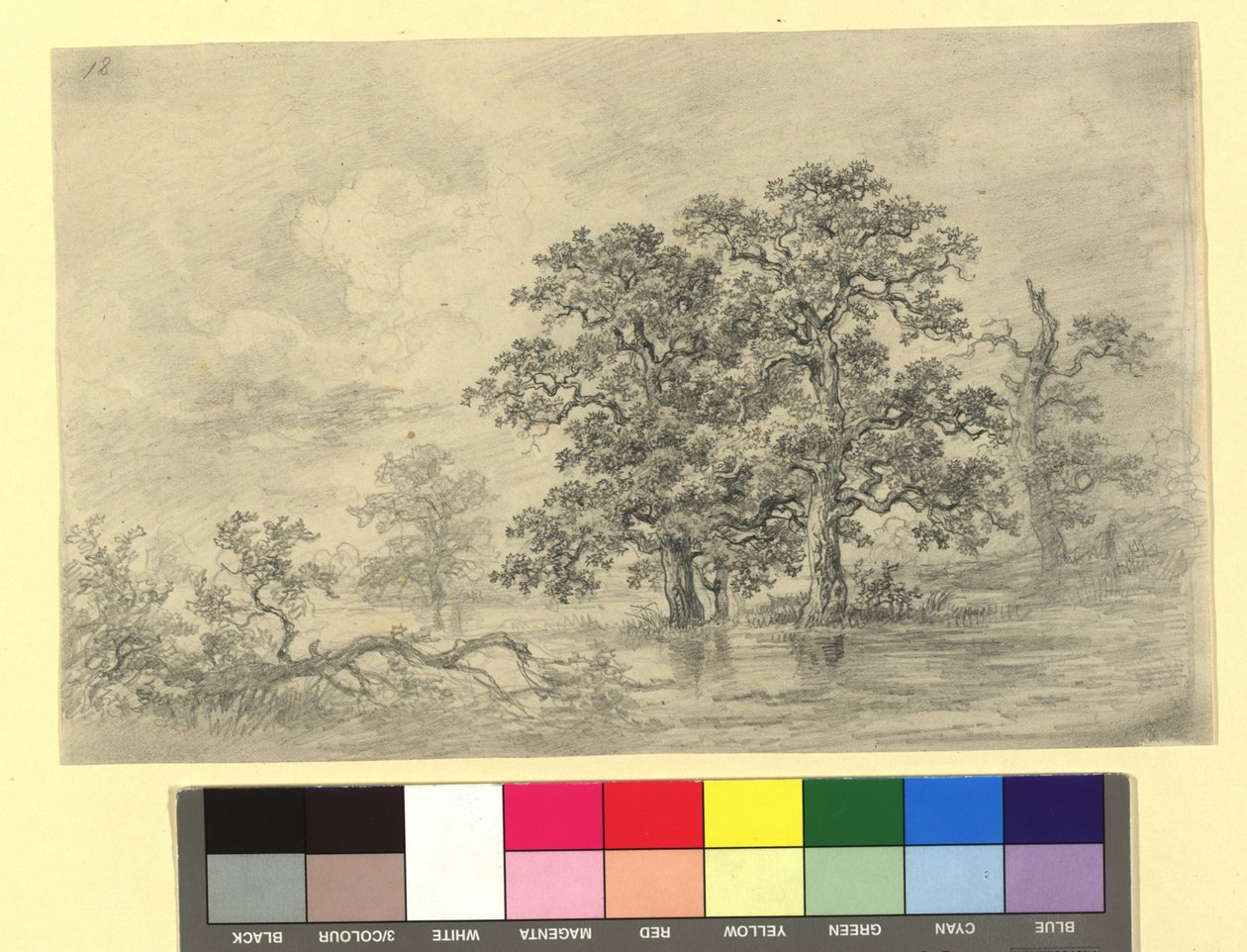 Paisaje fluvial con árboles de Josef Kriehuber