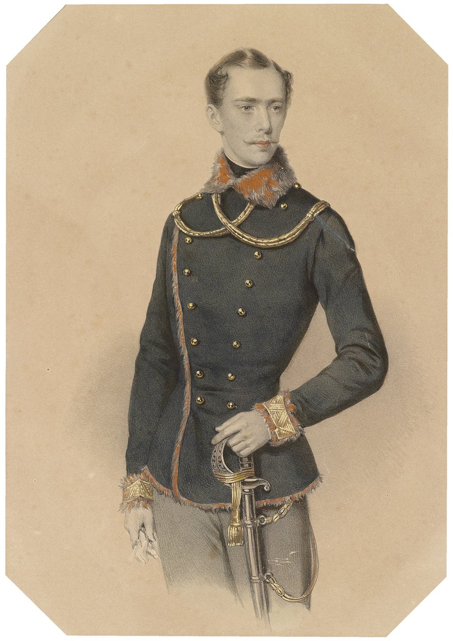Francisco José en librea húngara hacia 1855 de Josef Kriehuber