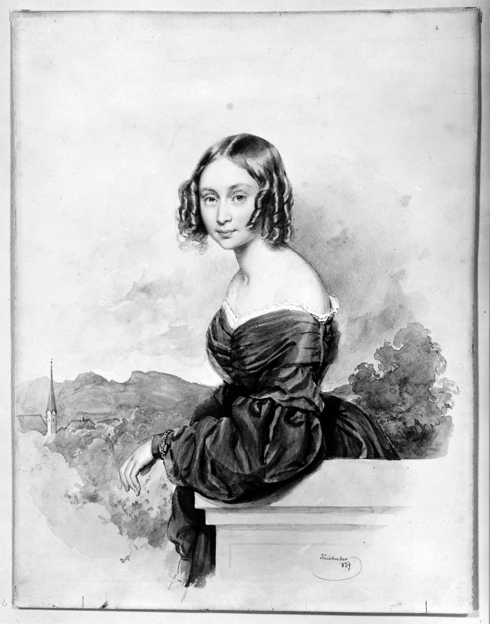 Condesa Natalia Alexandra von Buxhövden, casada con K.G. Löwenhielm de Josef Kriehuber