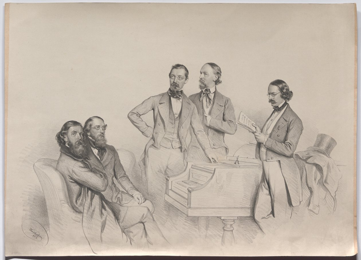 Compositores austriacos: Heinrich Proch, Franz von Suppé, Karl Binder, Anton Emil Titl, Anton Maria Storch de Josef Kriehuber