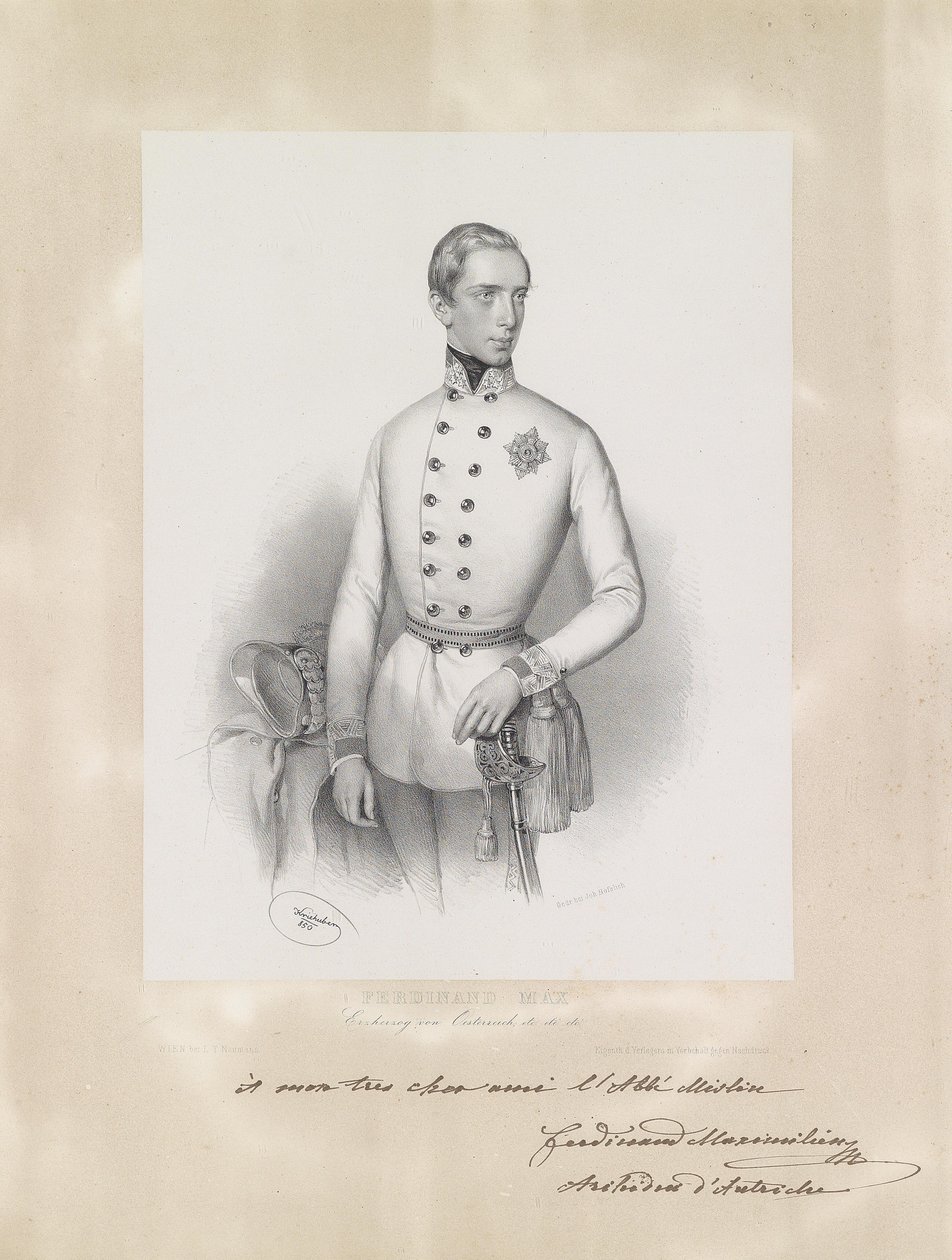 Retrato del joven Archiduque Fernando Maximiliano en uniforme de Josef Kriehuber