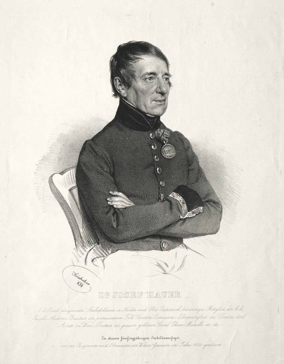 Retrato del Dr. Jospeh Hauer de Josef Kriehuber