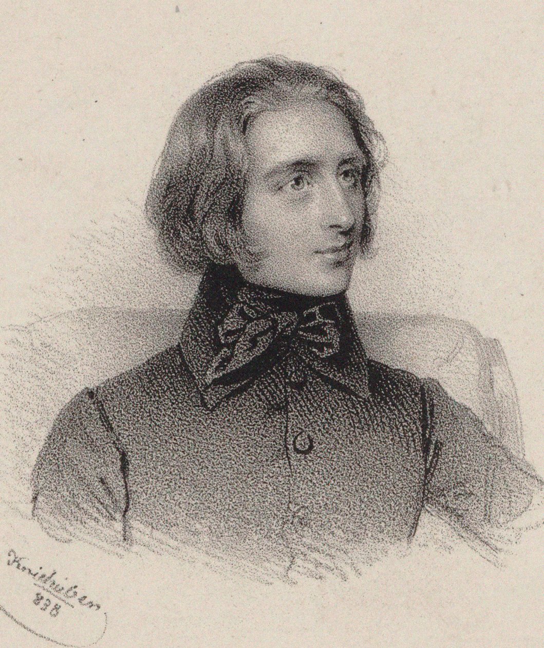 Retrato del compositor Franz Liszt, 1838 de Josef Kriehuber