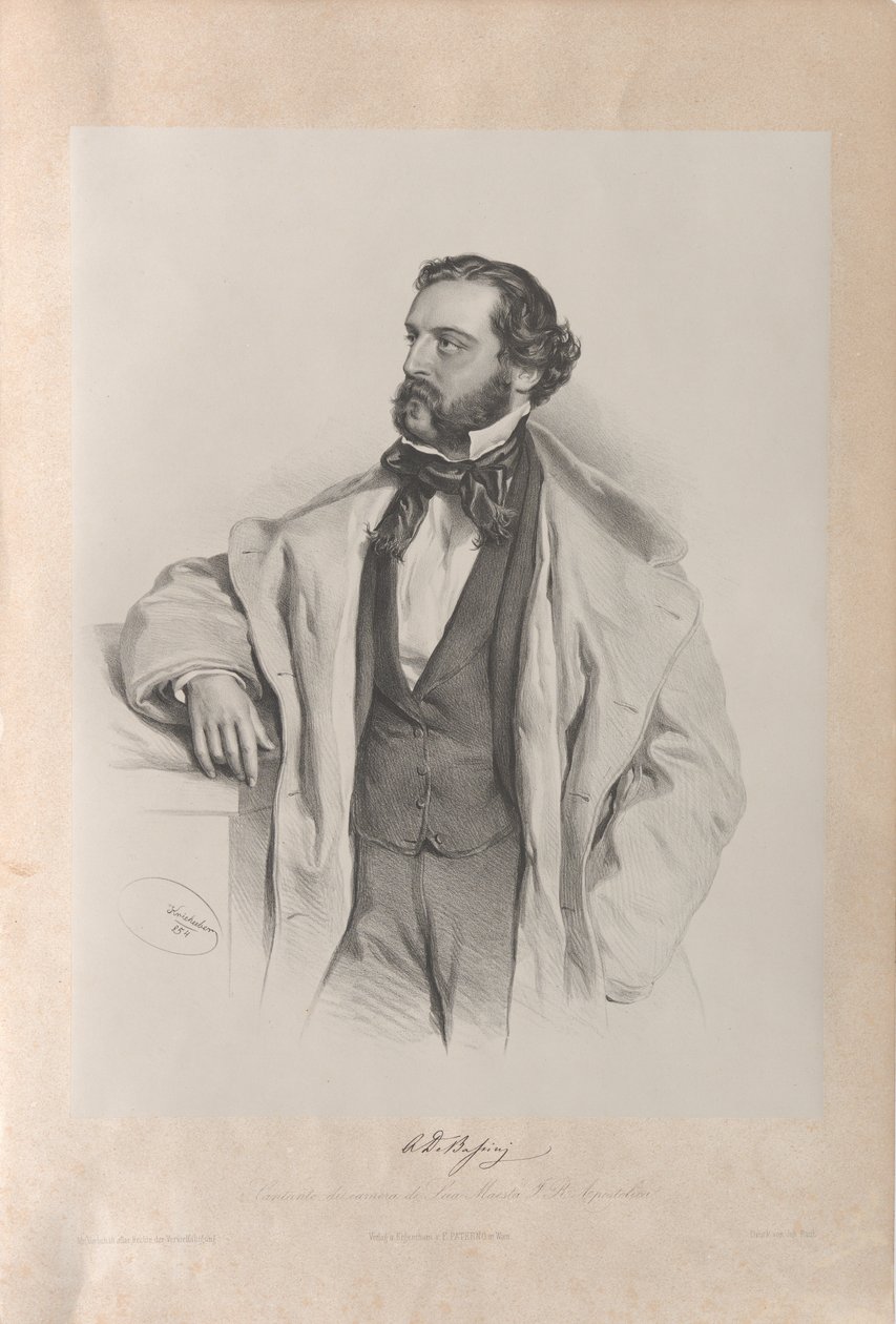 Retrato del cantante de ópera Achille De Bassini 1819-1881, 1854 de Josef Kriehuber
