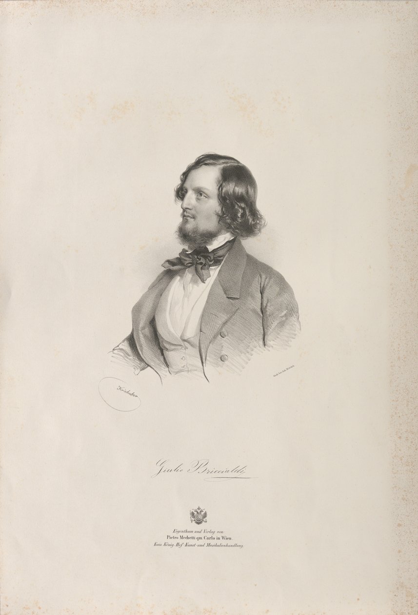 Retrato del flautista y compositor Giulio Briccialdi 1818-1881, antes de 1850 de Josef Kriehuber