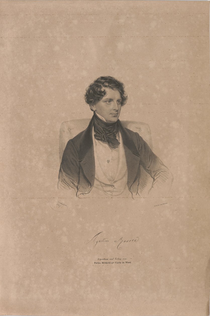 Retrato del cantante de ópera Agostino Rovere 1804-1865, 1839 de Josef Kriehuber