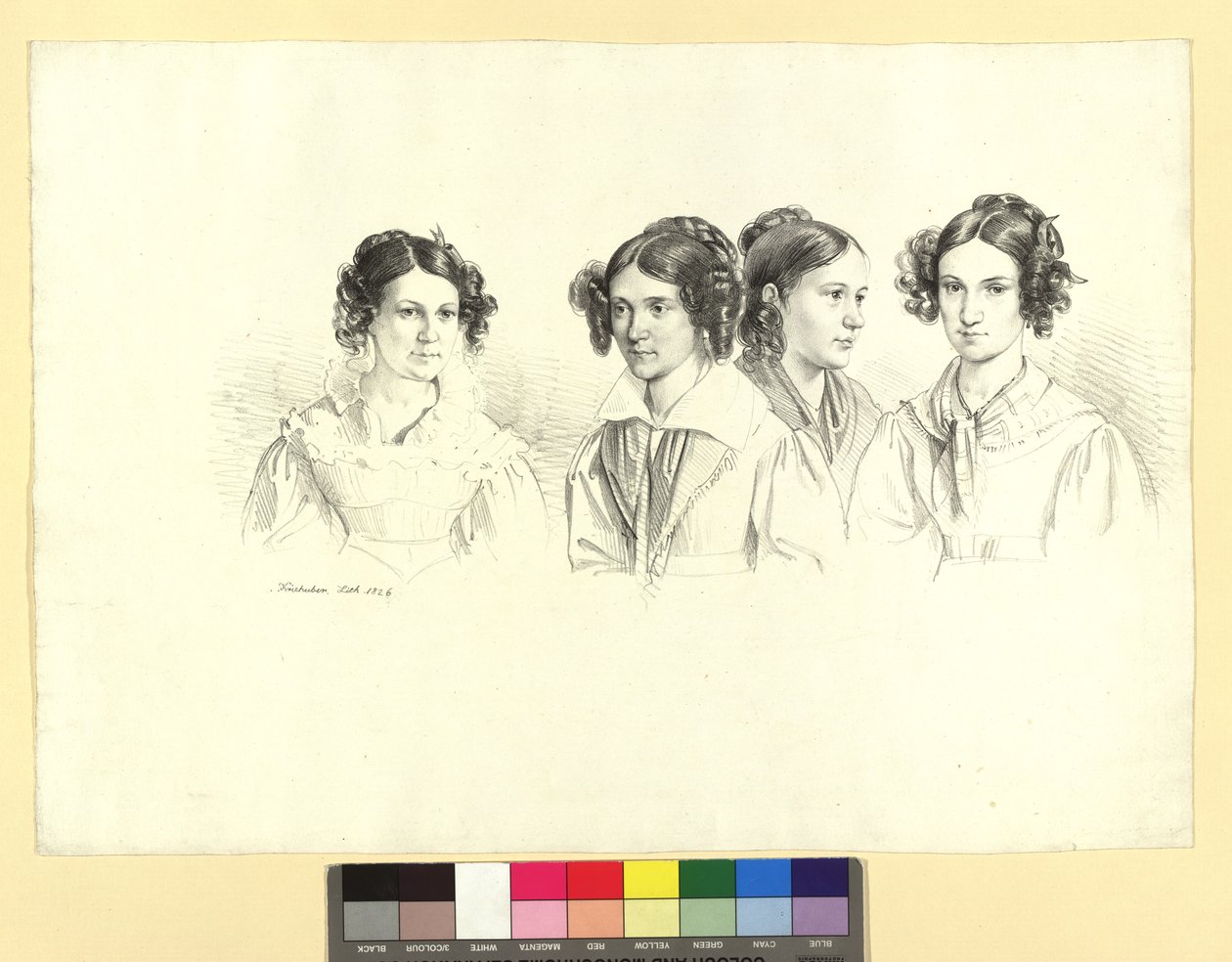 Cuatro muchachas en una hoja de Josef Kriehuber