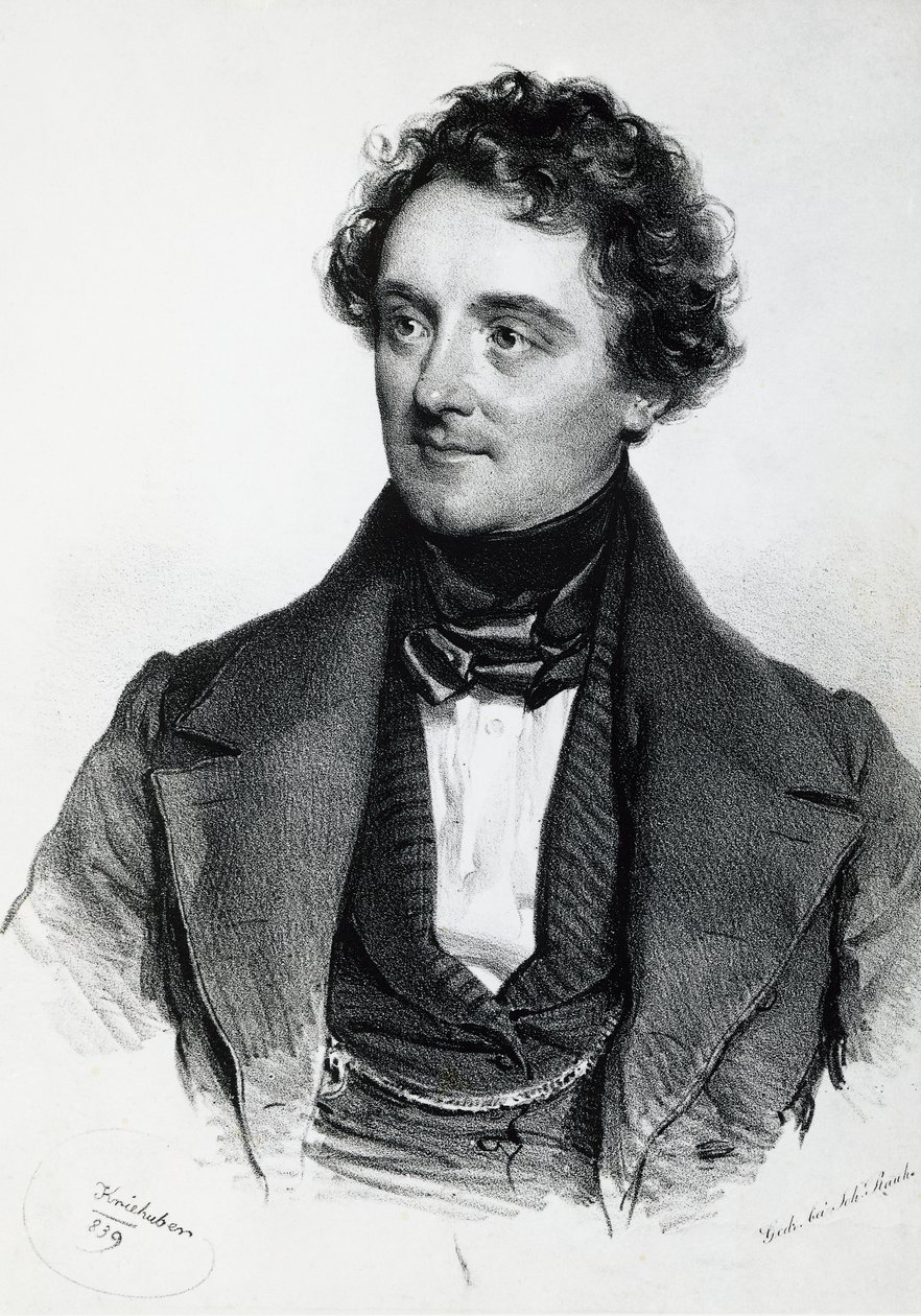 Retrato de Johann Nepomuk Eduard Ambrosius Nestroy de Josef Nikolaus Kriehuber