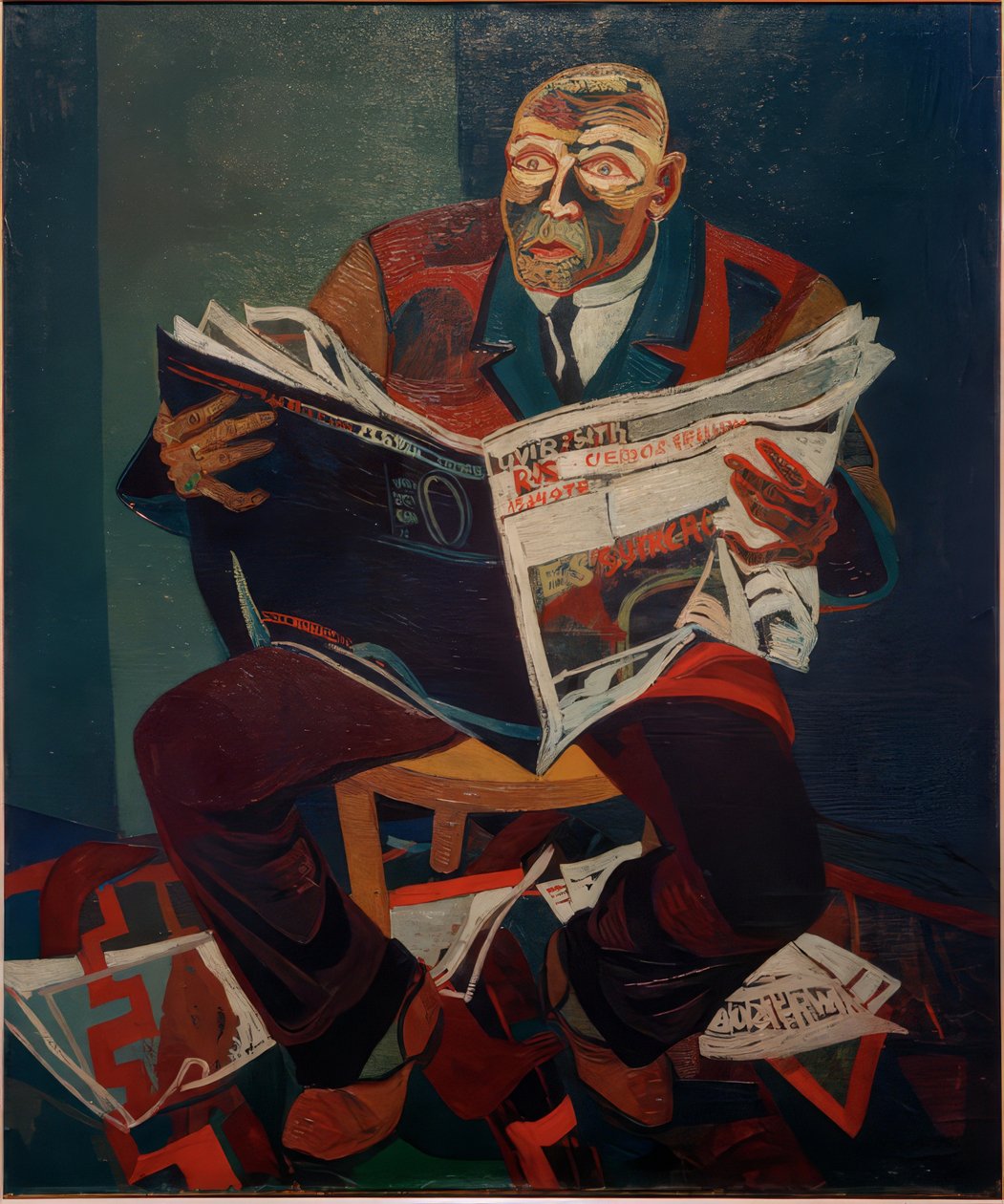 Hombre leyendo el periódico de Josef Scharl
