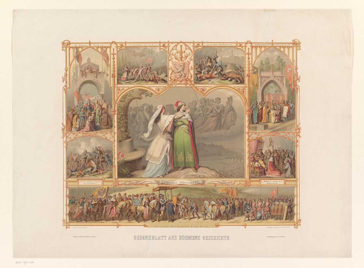 Escenas de la historia de Bohemia Gedenkblatt aus Böhmens Geschichte (título sobre el objeto) de Josef Vojtech Hellich