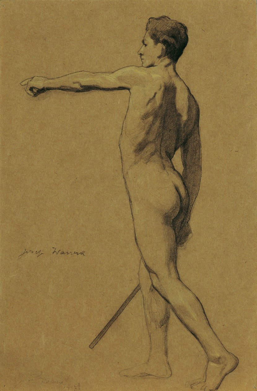 Desnudo masculino de pie de Josef Wawra