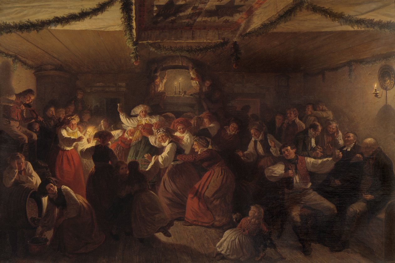 Una fiesta de bodas de Vingåker, 1857 de Josef Wilhelm Wallander