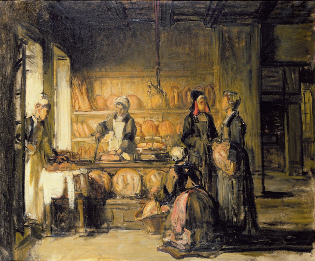 Interior de una panadería bretona, c.1906 de Joseph Bail