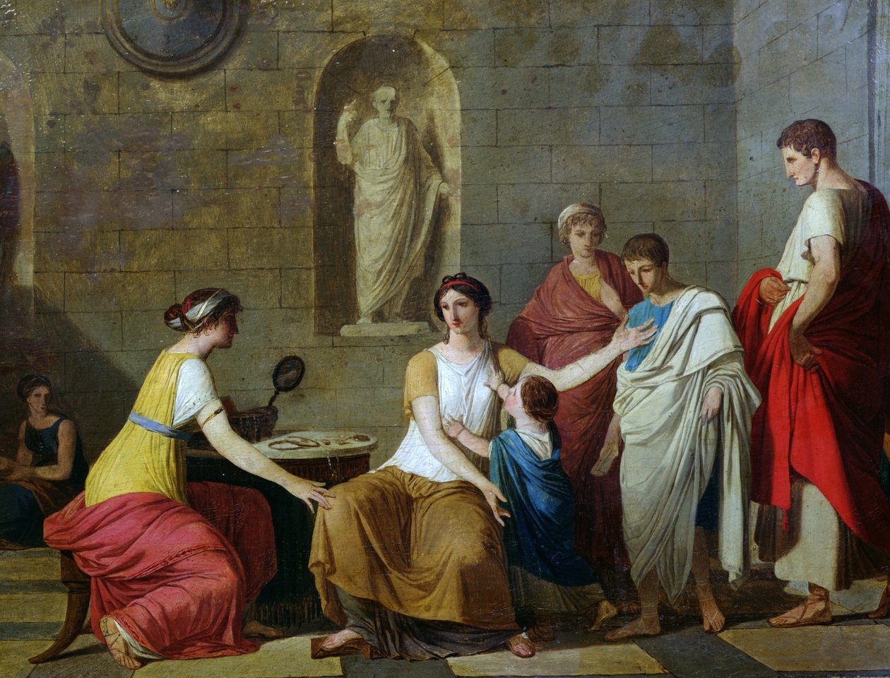 La madre de los Gracos, c.1780 (detalle) de Joseph Benoît Suvée