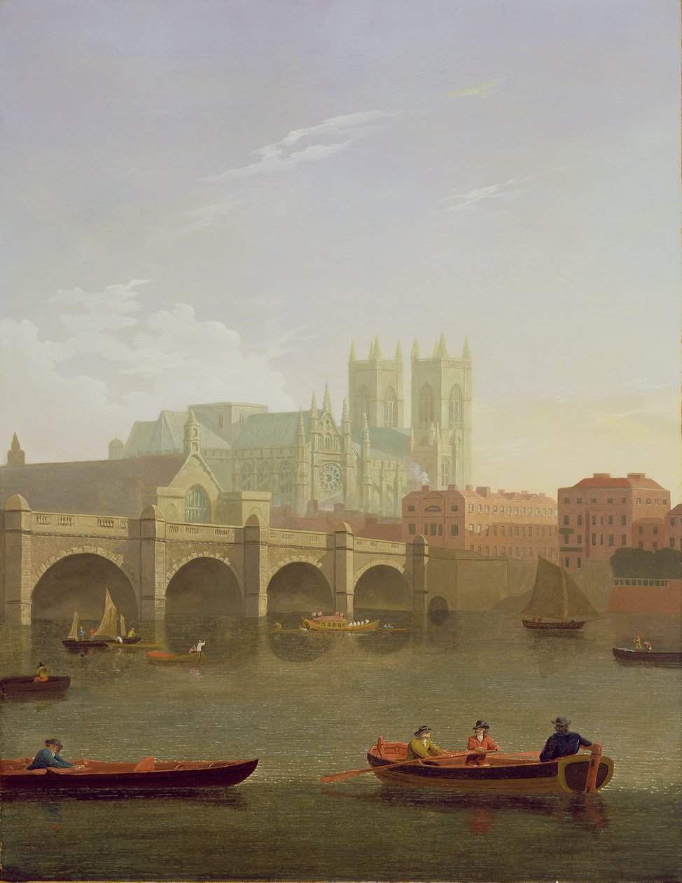 Abadía de Westminster y Puente de Westminster vistos desde el sur, 1794 de Joseph Farington