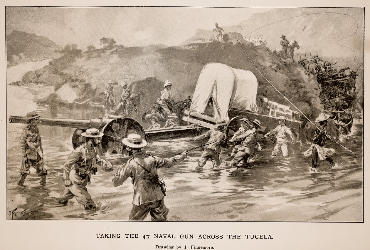 Llevando el cañón naval 47 a través del Tugela de Joseph Finnemore