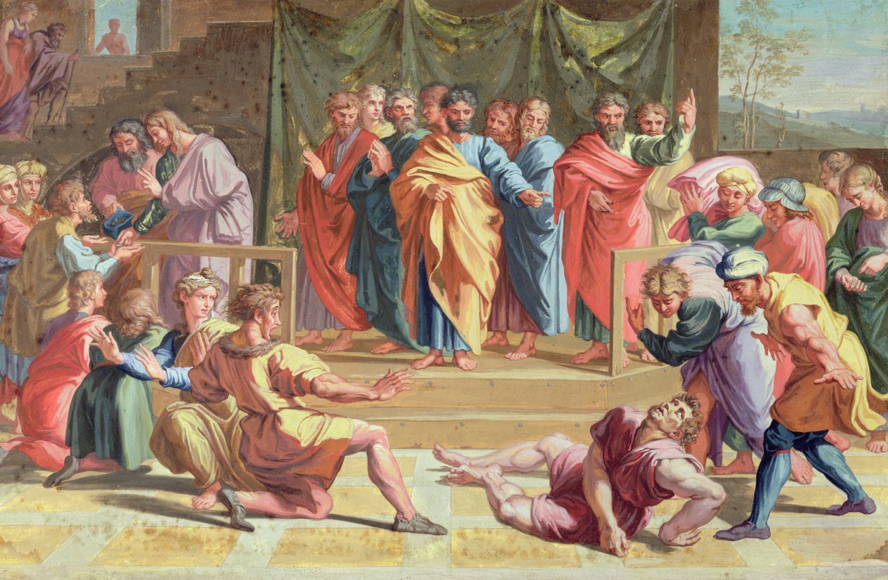 Muerte de Ananías, después de una pintura de Rafael (1483-1520) 1740 de Joseph Goupy