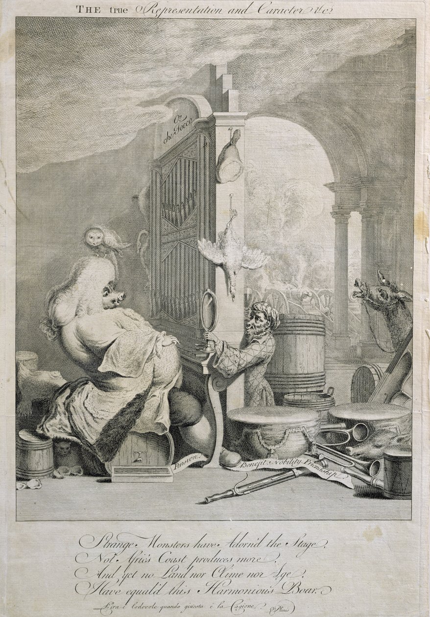 La verdadera representación y carácter, caricatura de George Frederick Handel (1685-1759) de Joseph Goupy