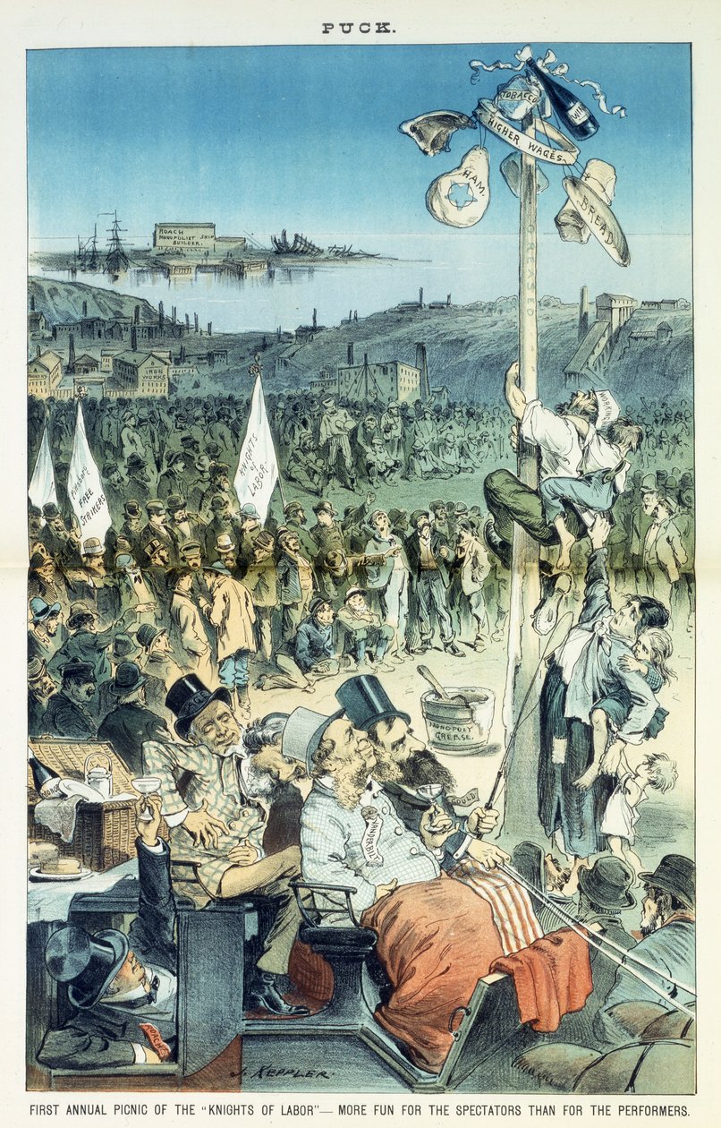 Primer picnic anual de los Caballeros del Trabajo - más divertido para los espectadores que para los participantes, 1882 de Joseph Keppler