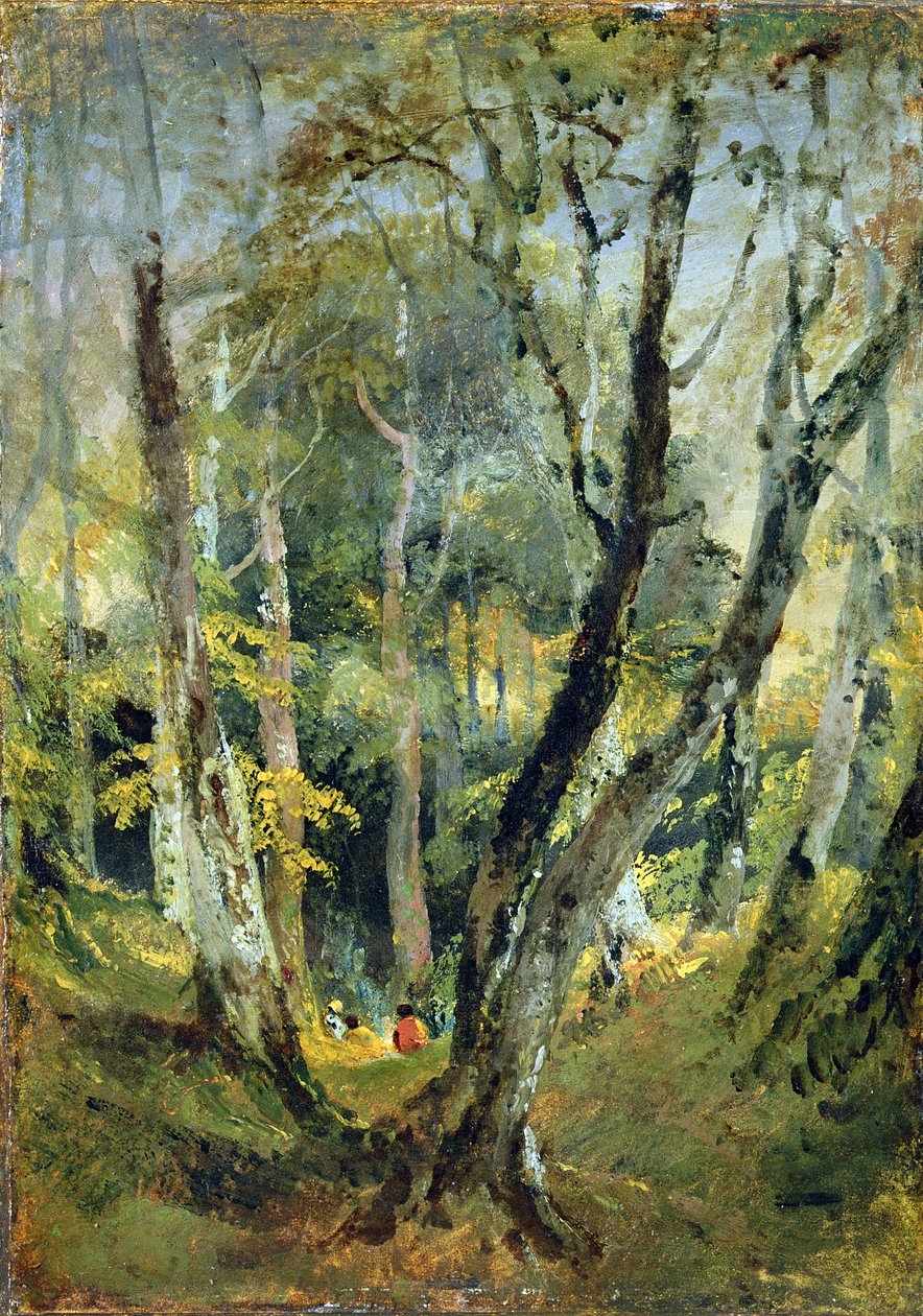 Un Bosque de Hayas con Gitanos sentados en la Distancia, c.1799-1801 de Joseph Mallord William Turner