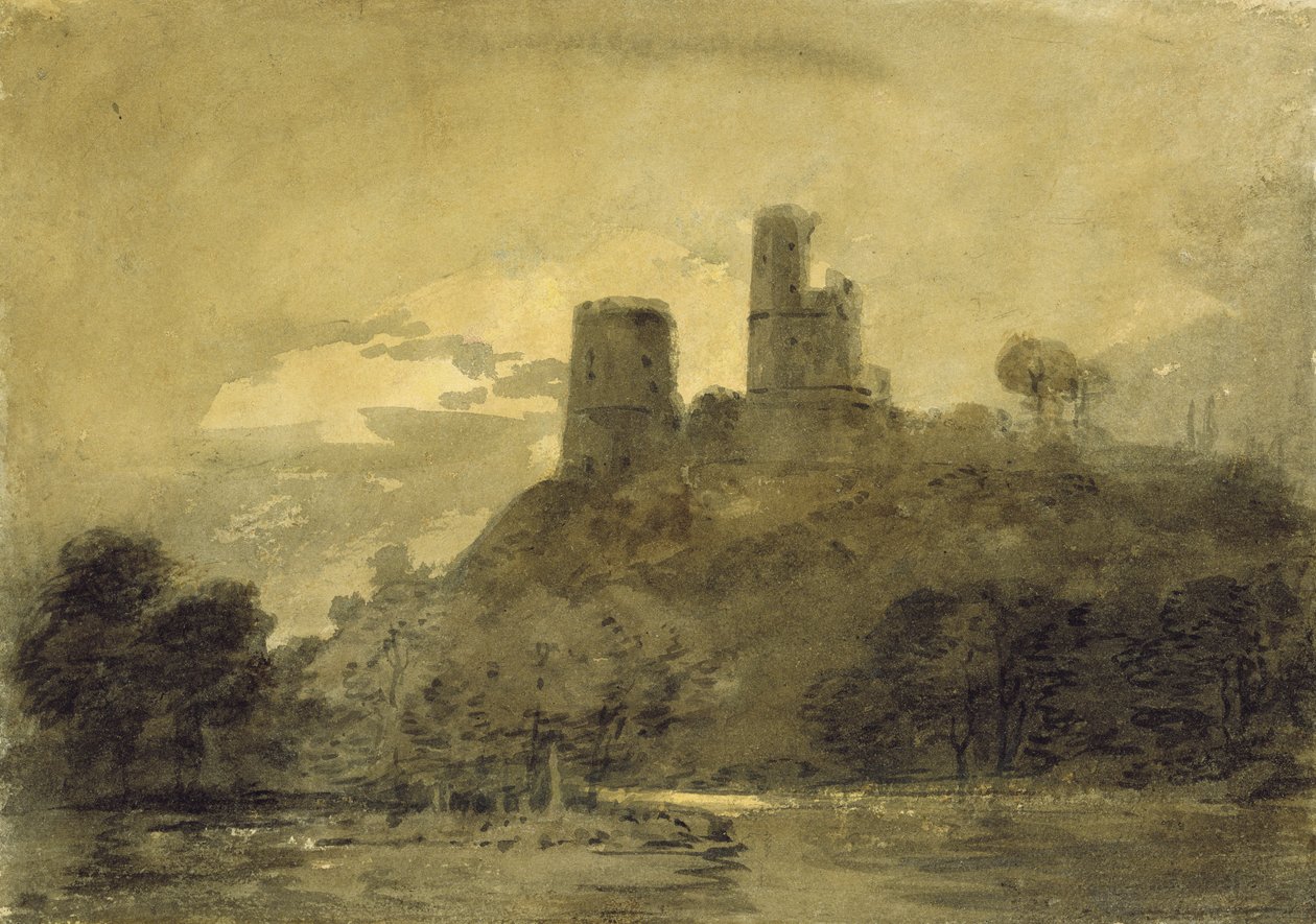 Un castillo junto a un río, luz de luna de Joseph Mallord William Turner