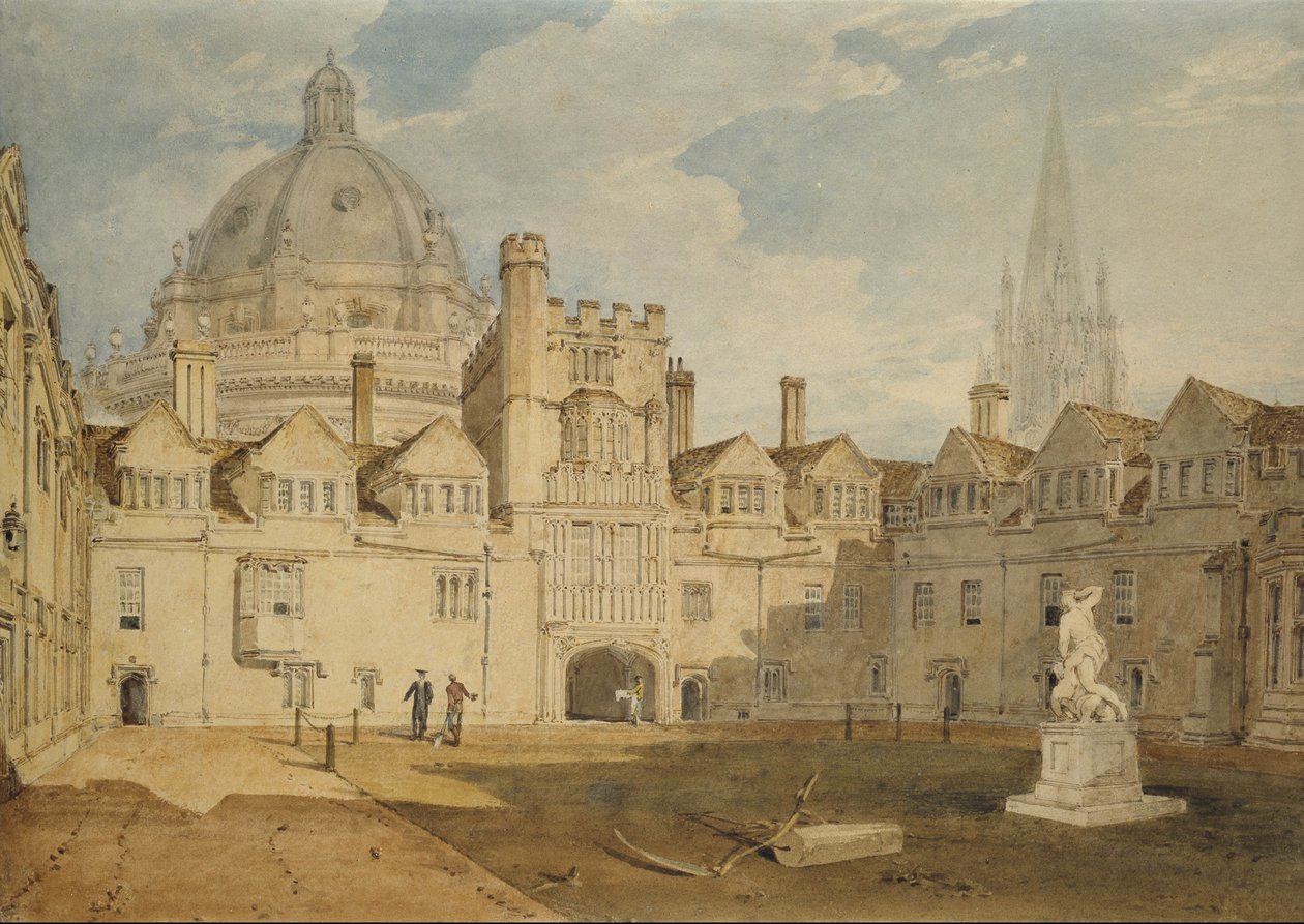 Vista desde el interior del cuadrángulo del Colegio Brazen Nose, Oxford, 1803-04 de Joseph Mallord William Turner