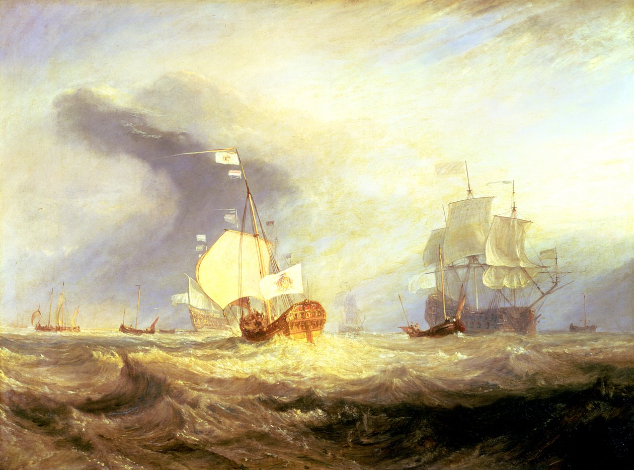 La barca del almirante von Trump en la entrada del Texel en 1645, c.1831 de Joseph Mallord William Turner