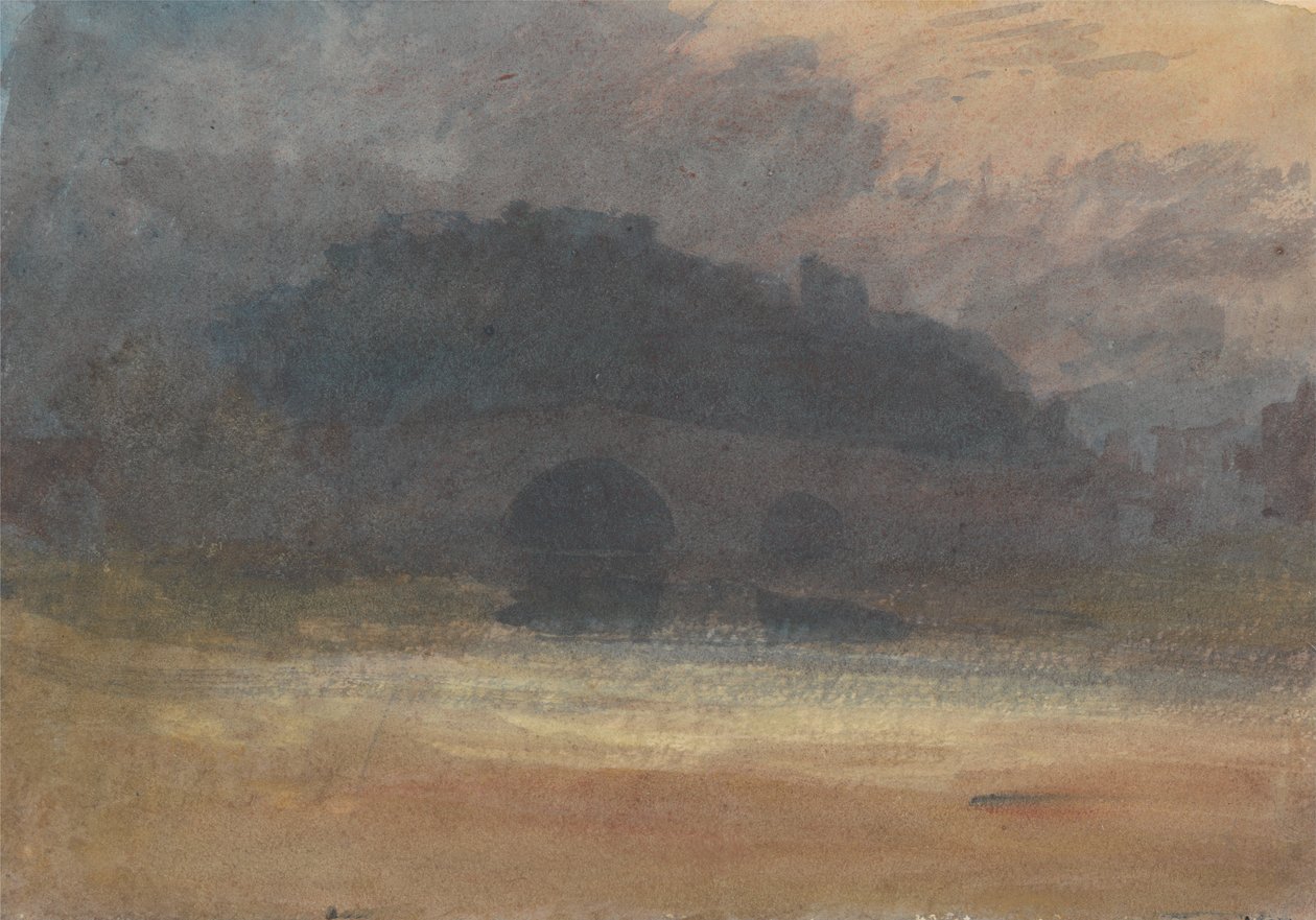 Paisaje Vespertino con Castillo y Puente en Yorkshire de Joseph Mallord William Turner