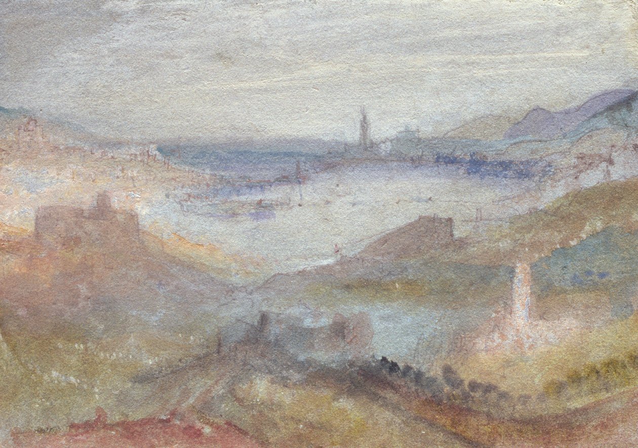 Vista extensa de un lago de Joseph Mallord William Turner