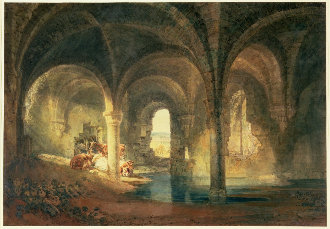 Refectorio de la Abadía de Kirkstall, c.1798 de Joseph Mallord William Turner