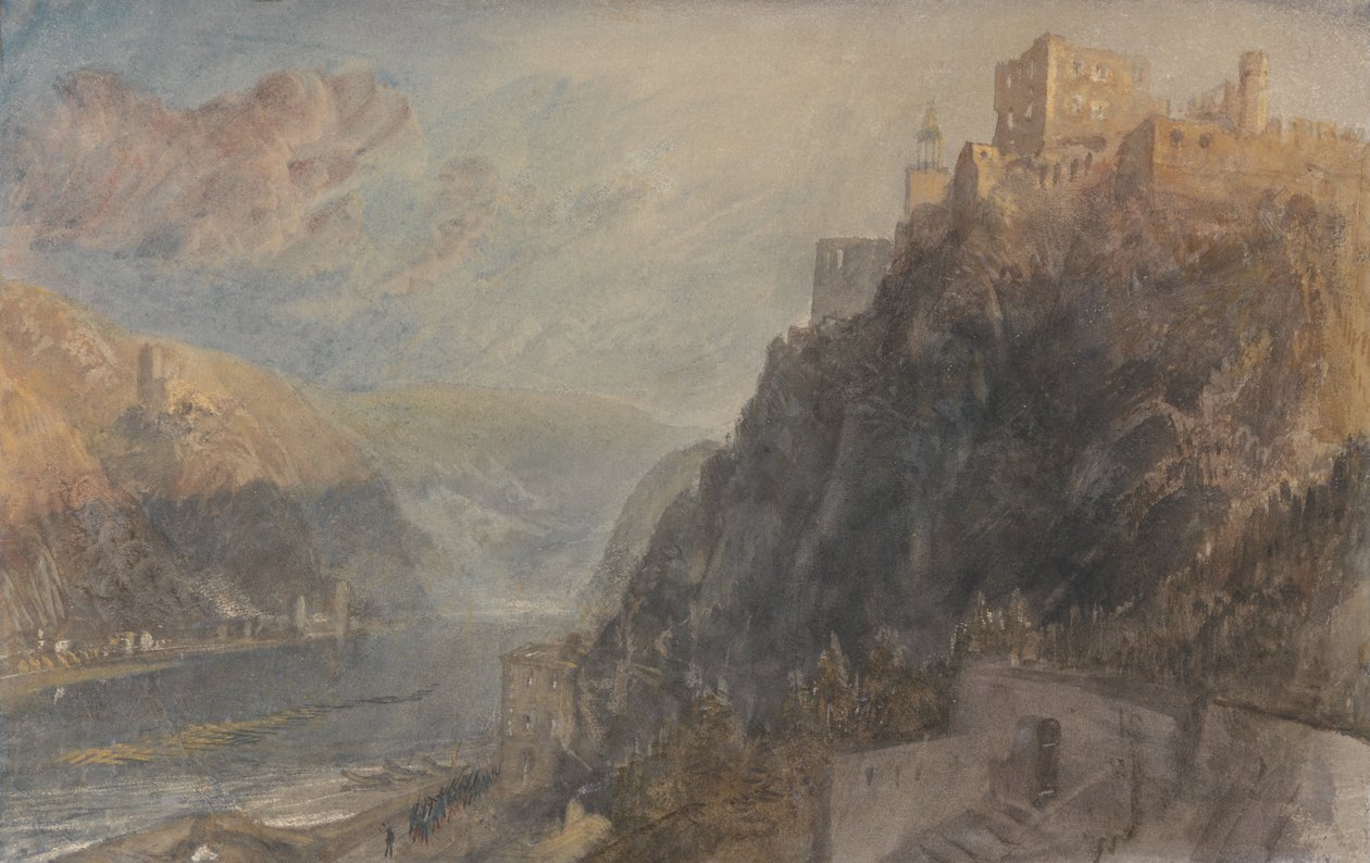 Rheinfels mirando hacia Katz y Gourhausen de Joseph Mallord William Turner