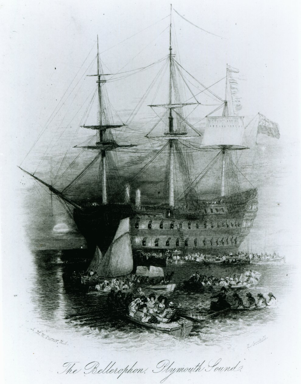El Belerofonte en Plymouth Sound en 1815, 1834-36 de Joseph Mallord William Turner