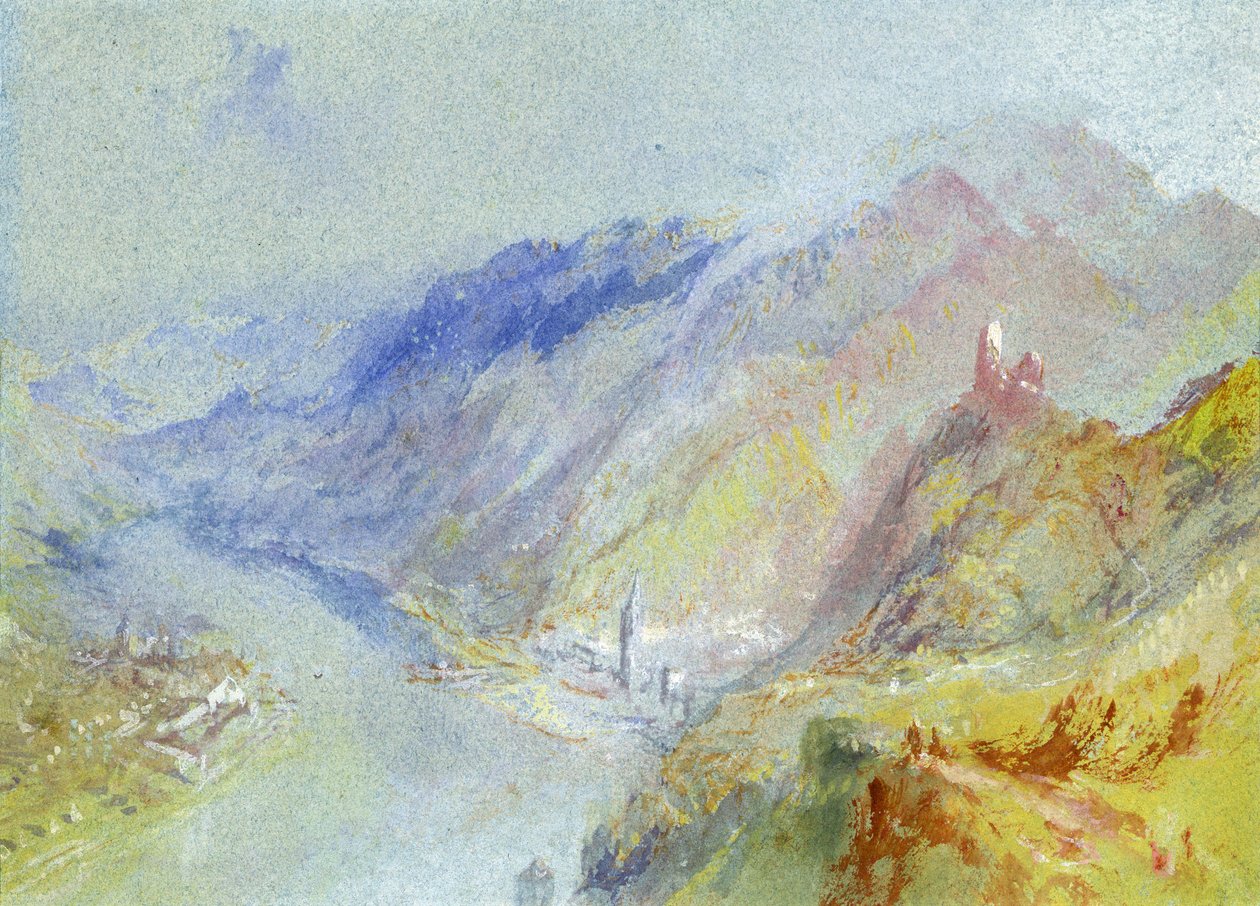 El castillo de Trausnitz con vista a Landshut, c.1839 de Joseph Mallord William Turner