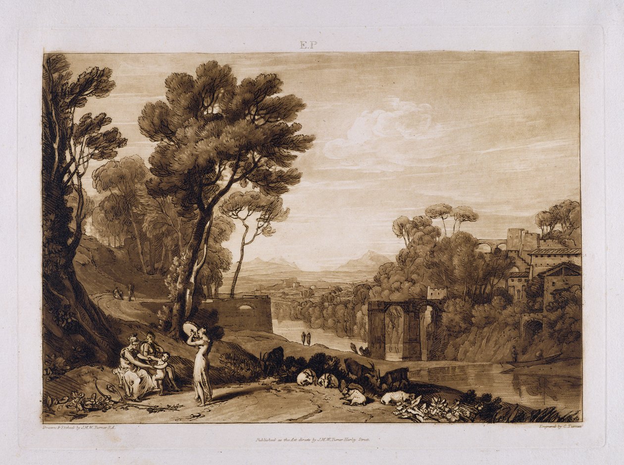 La Mujer y el Tamborín, grabado por Charles Turner (1773-1857) de Joseph Mallord William Turner