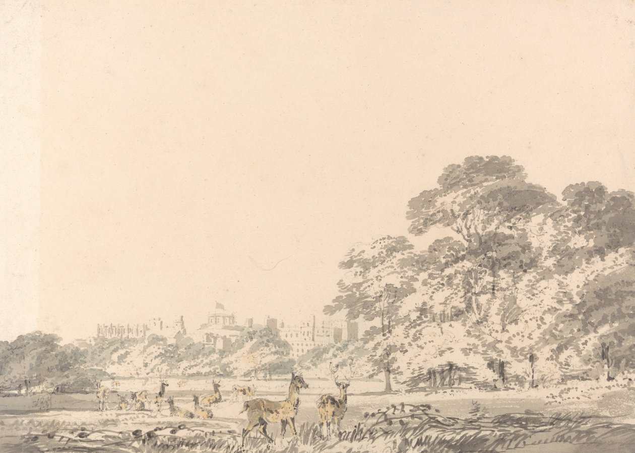 Castillo y parque de Windsor con ciervos de Joseph Mallord William Turner