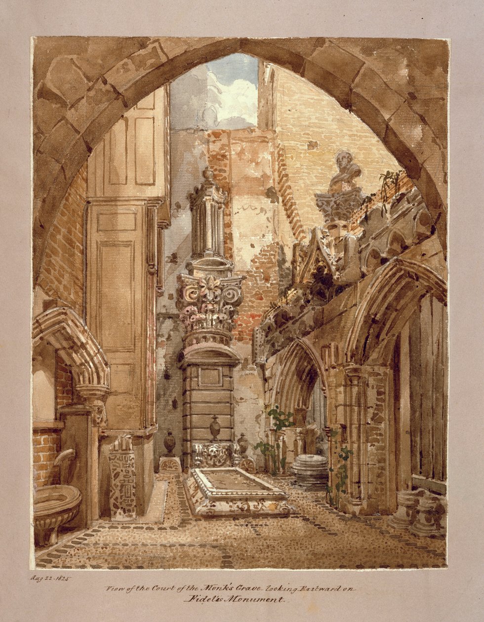 Vista del Patio de la Tumba del Monje, 22 de agosto de 1825 de Joseph Michael Gandy