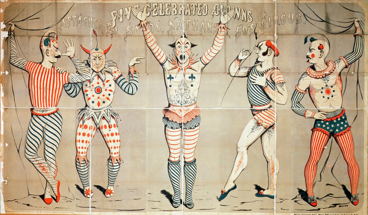 Cinco payasos célebres adjuntos al circo de Sands, Nathan y Co., 1856 de Joseph Morse