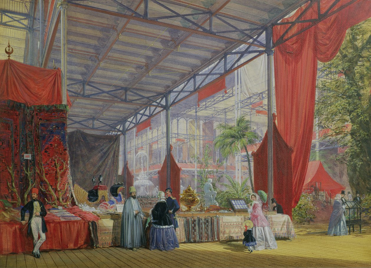 Una Parte del Transepto de la Gran Exposición de 1851, mostrando Puestos con los Productos de Turquía, 1851 de Joseph Nash