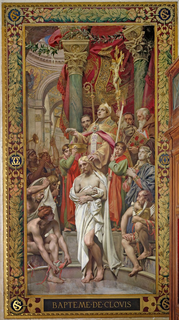 El Bautismo de Clodoveo I (465-511) en 496 a.C., del transepto derecho de Joseph Paul Blanc