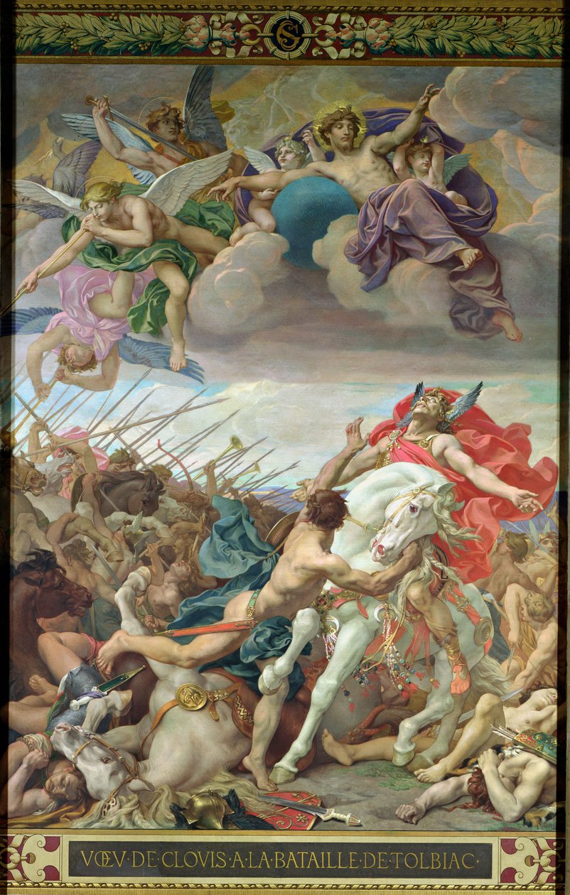 El voto de Clodoveo (465-511) en la batalla de Tolbiac en 506 de Joseph Paul Blanc