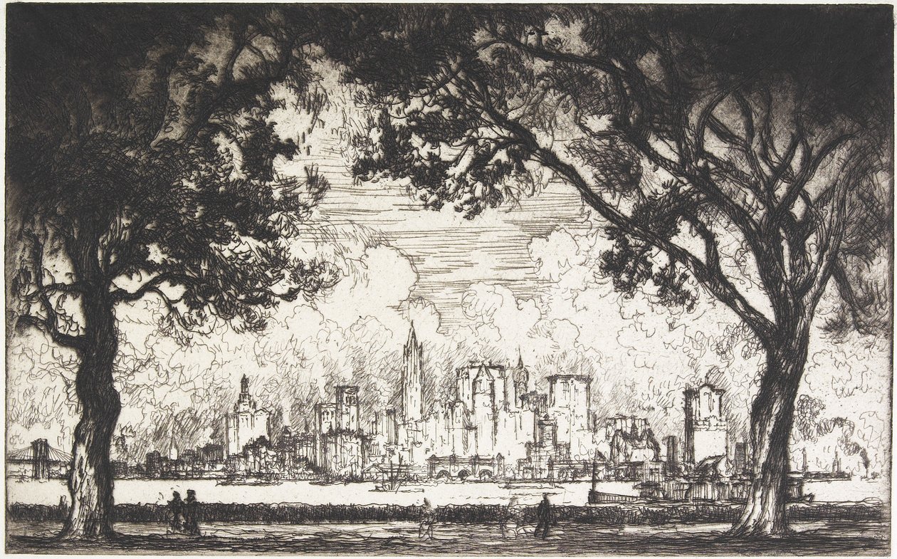 Nueva York desde la Isla del Gobernador, 1915 de Joseph Pennell