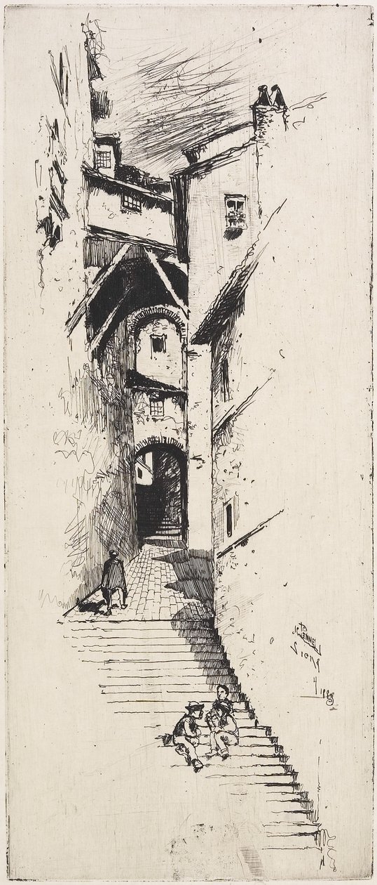 Calle de Escaleras, Siena, 1883 de Joseph Pennell