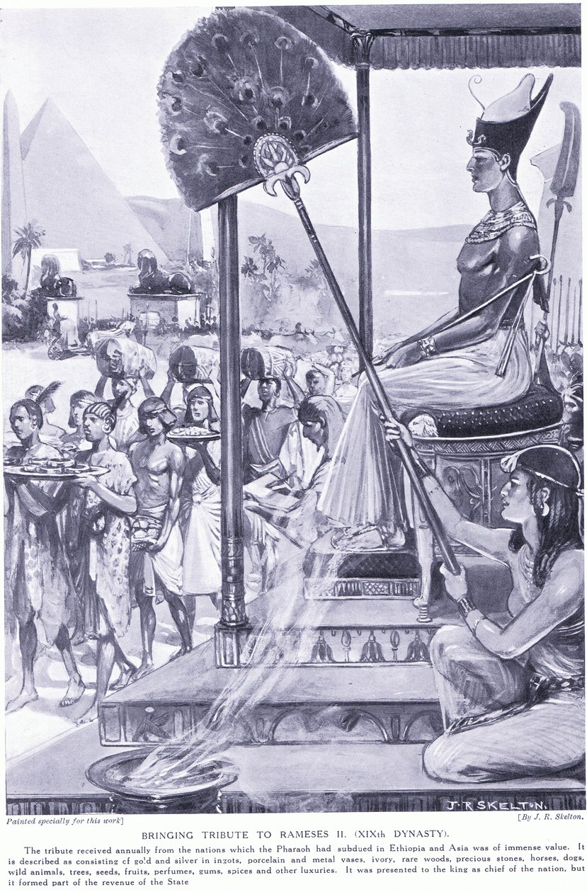 Llevando tributo a Ramsés II (Dinastía XIX), c.1920 de Joseph Ratcliffe Skelton
